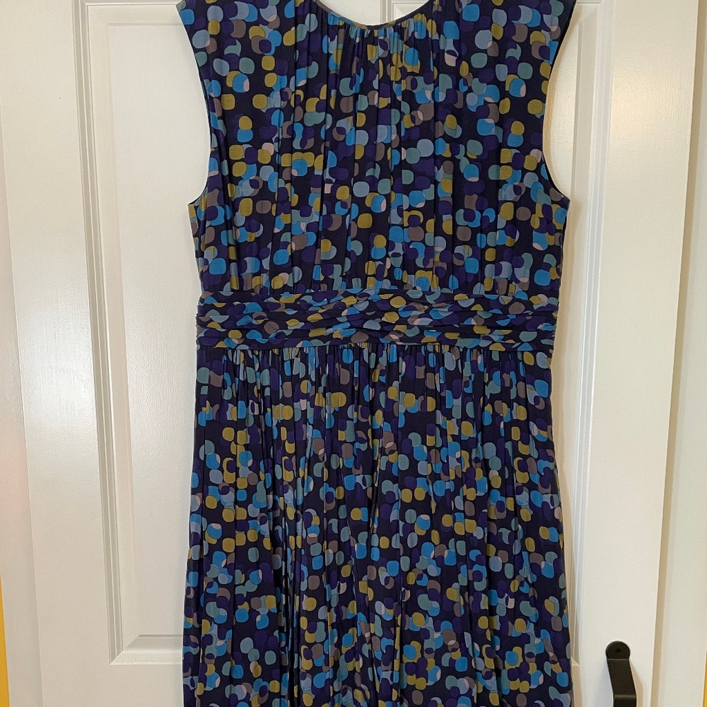 Boden blue/green cap sleeve dress